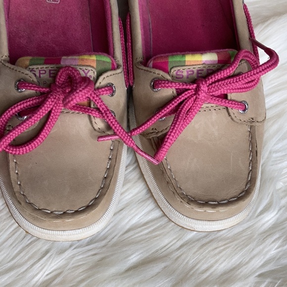 Sperry top sider green pink tan cream pink lace up boat shoes flats loafers nwot - Picture 3 of 16